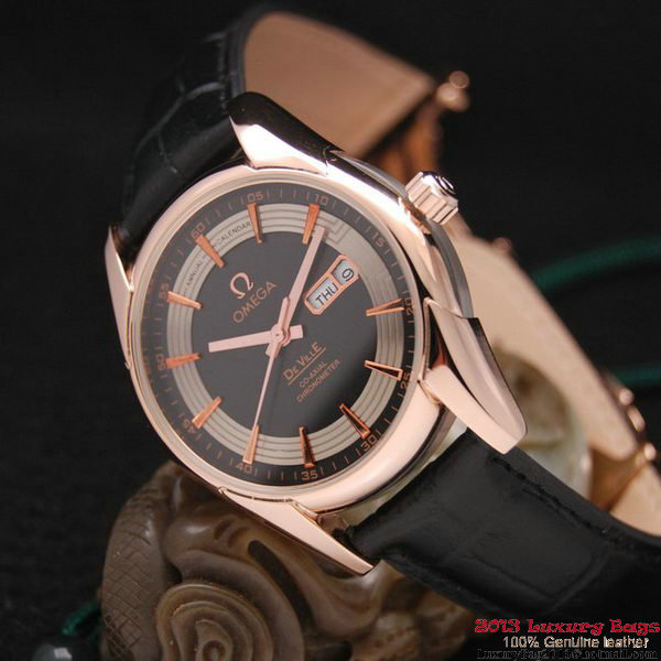 OMEGA DE VILLE HOUR VISION ANNUAL CALENDAR Red Gold on Black Leather Strap OM77124 OMEGA DE VILLE HOUR VISION ANNUAL CALENDAR Red Gold on Black Leather Strap OM77124