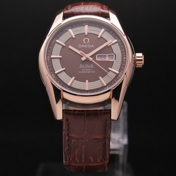 OMEGA DE VILLE HOUR VISION ANNUAL CALENDAR Red Gold on Brown Leather Strap OM77121 OMEGA DE VILLE HOUR VISION ANNUAL CALENDAR Red Gold on Brown Leather Strap OM77121