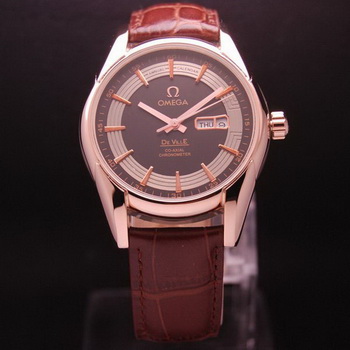 OMEGA DE VILLE HOUR VISION ANNUAL CALENDAR Red Gold on Brown Leather Strap OM77123 OMEGA DE VILLE HOUR VISION ANNUAL CALENDAR Red Gold on Brown Leather Strap OM77123
