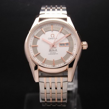 OMEGA DE VILLE HOUR VISION ANNUAL CALENDAR Red Gold on Steel Strap OM77125 OMEGA DE VILLE HOUR VISION ANNUAL CALENDAR Red Gold on Steel Strap OM77125