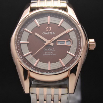 OMEGA DE VILLE HOUR VISION ANNUAL CALENDAR Red Gold on Steel Strap OM77126 OMEGA DE VILLE HOUR VISION ANNUAL CALENDAR Red Gold on Steel Strap OM77126