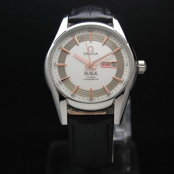 OMEGA DE VILLE HOUR VISION ANNUAL CALENDAR Steel on Black Leather Strap OM77102 OMEGA DE VILLE HOUR VISION ANNUAL CALENDAR Steel on Black Leather Strap OM77102