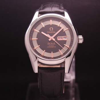 OMEGA DE VILLE HOUR VISION ANNUAL CALENDAR Steel on Black Leather Strap OM77106 OMEGA DE VILLE HOUR VISION ANNUAL CALENDAR Steel on Black Leather Strap OM77106