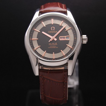 OMEGA DE VILLE HOUR VISION ANNUAL CALENDAR Steel on Brown Leather Strap OM77105 OMEGA DE VILLE HOUR VISION ANNUAL CALENDAR Steel on Brown Leather Strap OM77105