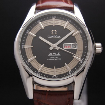 OMEGA DE VILLE HOUR VISION ANNUAL CALENDAR Steel on Brown Leather Strap OM77111 OMEGA DE VILLE HOUR VISION ANNUAL CALENDAR Steel on Brown Leather Strap OM77111