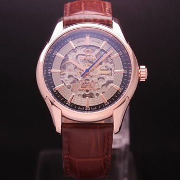 OMEGA DE VILLE Tourbillon Watches Red Gold on Brown Leather Strap Om7015 OMEGA DE VILLE Tourbillon Watches Red Gold on Brown Leather Strap Om7015