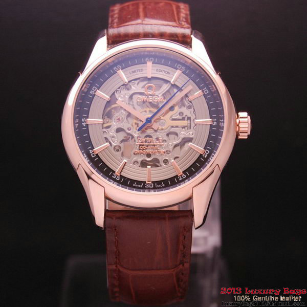 OMEGA DE VILLE Tourbillon Watches Red Gold on Brown Leather Strap Om7015 OMEGA DE VILLE Tourbillon Watches Red Gold on Brown Leather Strap Om7015