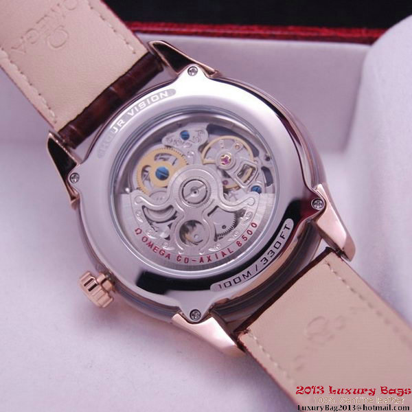OMEGA DE VILLE Tourbillon Watches Red Gold on Brown Leather Strap Om7015 OMEGA DE VILLE Tourbillon Watches Red Gold on Brown Leather Strap Om7015
