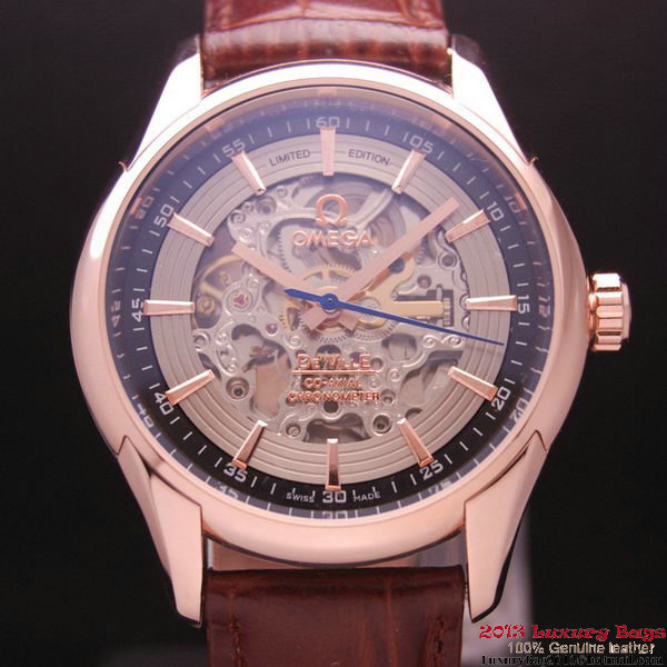 OMEGA DE VILLE Tourbillon Watches Red Gold on Brown Leather Strap Om7015 OMEGA DE VILLE Tourbillon Watches Red Gold on Brown Leather Strap Om7015