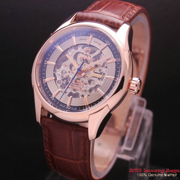 OMEGA DE VILLE Tourbillon Watches Red Gold on Brown Leather Strap Om7015 OMEGA DE VILLE Tourbillon Watches Red Gold on Brown Leather Strap Om7015