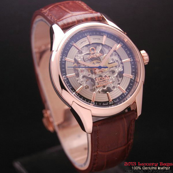 OMEGA DE VILLE Tourbillon Watches Red Gold on Brown Leather Strap Om7015 OMEGA DE VILLE Tourbillon Watches Red Gold on Brown Leather Strap Om7015