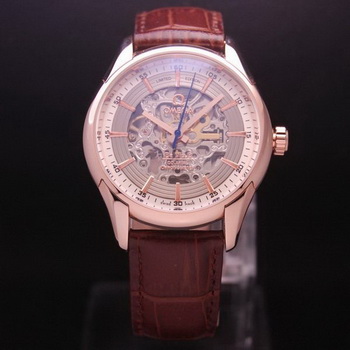 OMEGA DE VILLE Tourbillon Watches Red Gold on Brown Leather Strap Om7013 OMEGA DE VILLE Tourbillon Watches Red Gold on Brown Leather Strap Om7013