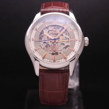 OMEGA DE VILLE Tourbillon Watches Steel on Brown Leather Strap Om7001 OMEGA DE VILLE Tourbillon Watches Steel on Brown Leather Strap Om7001