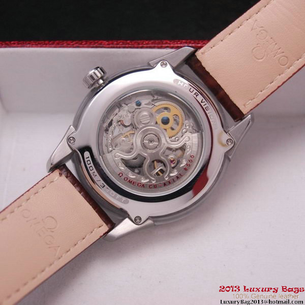 OMEGA DE VILLE Tourbillon Watches Steel on Brown Leather Strap Om7001 OMEGA DE VILLE Tourbillon Watches Steel on Brown Leather Strap Om7001