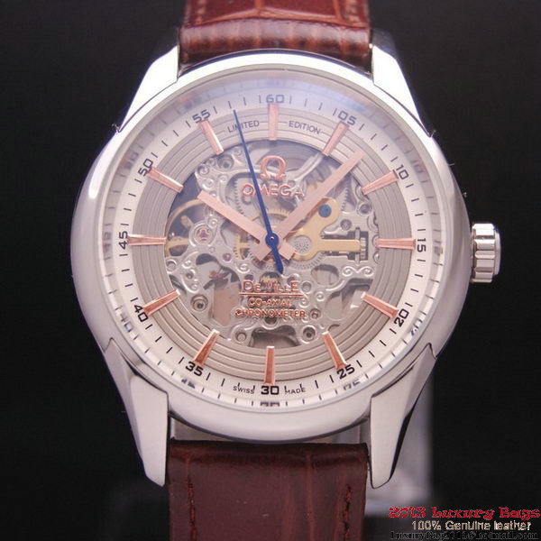 OMEGA DE VILLE Tourbillon Watches Steel on Brown Leather Strap Om7001 OMEGA DE VILLE Tourbillon Watches Steel on Brown Leather Strap Om7001