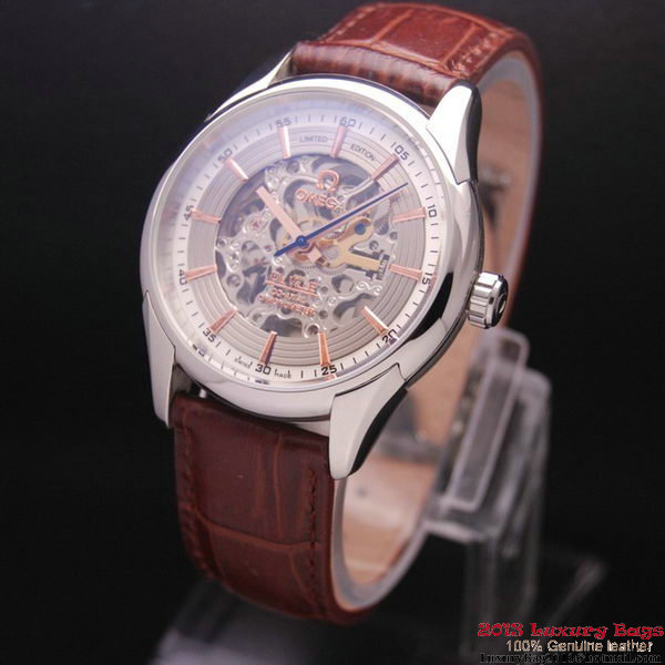 OMEGA DE VILLE Tourbillon Watches Steel on Brown Leather Strap Om7001 OMEGA DE VILLE Tourbillon Watches Steel on Brown Leather Strap Om7001
