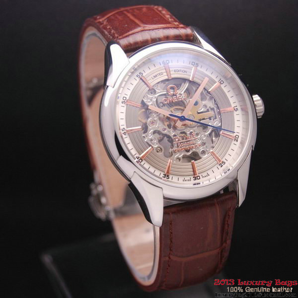 OMEGA DE VILLE Tourbillon Watches Steel on Brown Leather Strap Om7001 OMEGA DE VILLE Tourbillon Watches Steel on Brown Leather Strap Om7001