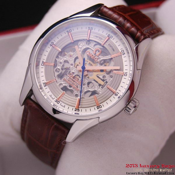 OMEGA DE VILLE Tourbillon Watches Steel on Brown Leather Strap Om7001 OMEGA DE VILLE Tourbillon Watches Steel on Brown Leather Strap Om7001