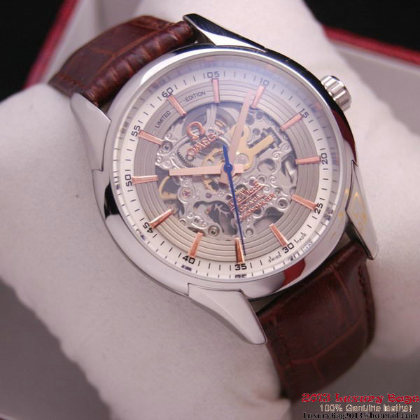 OMEGA DE VILLE Tourbillon Watches Steel on Brown Leather Strap Om7001 OMEGA DE VILLE Tourbillon Watches Steel on Brown Leather Strap Om7001