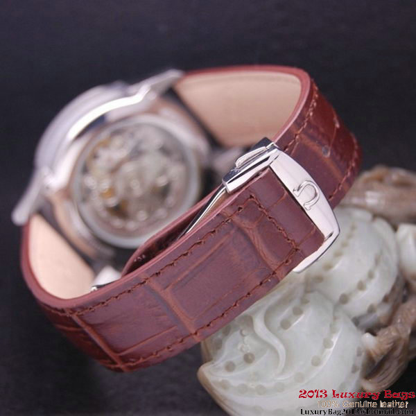OMEGA DE VILLE Tourbillon Watches Steel on Brown Leather Strap Om7001 OMEGA DE VILLE Tourbillon Watches Steel on Brown Leather Strap Om7001