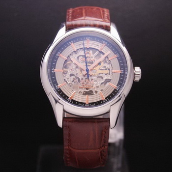 OMEGA DE VILLE Tourbillon Watches Steel on Brown Leather Strap Om7005 OMEGA DE VILLE Tourbillon Watches Steel on Brown Leather Strap Om7005