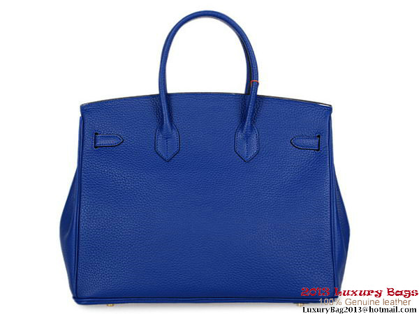 Hermes Birkin 35CM RoyalBlue Clemence Leather Tote Bag Gold Hermes Birkin 35CM RoyalBlue Clemence Leather Tote Bag Gold