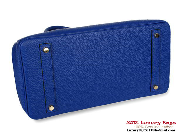 Hermes Birkin 35CM RoyalBlue Clemence Leather Tote Bag Gold Hermes Birkin 35CM RoyalBlue Clemence Leather Tote Bag Gold