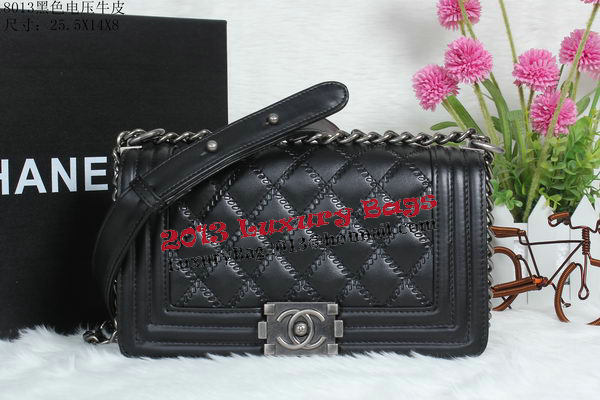 Boy Chanel Flap Shoulder Bag in Calfskin Leather A8013 Black Boy Chanel Flap Shoulder Bag in Calfskin Leather A8013 Black