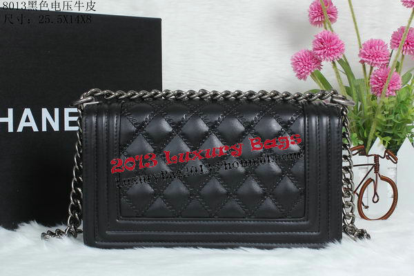 Boy Chanel Flap Shoulder Bag in Calfskin Leather A8013 Black Boy Chanel Flap Shoulder Bag in Calfskin Leather A8013 Black