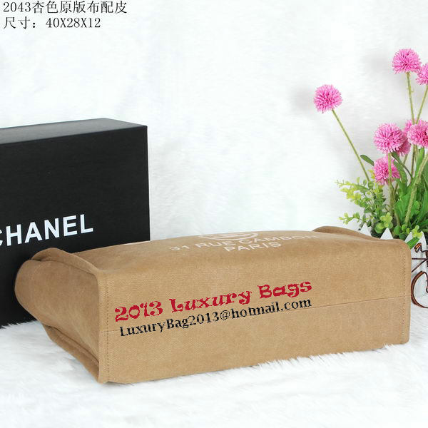 Chanel Medium Canvas Shopping Bag A2043 Apricot Chanel Medium Canvas Shopping Bag A2043 Apricot