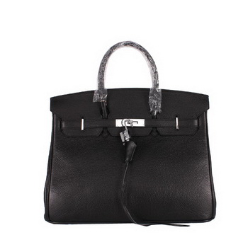Hermes Birkin 35CM Tote Bag Clemence Leather H-35 Black Hermes Birkin 35CM Tote Bag Clemence Leather H-35 Black