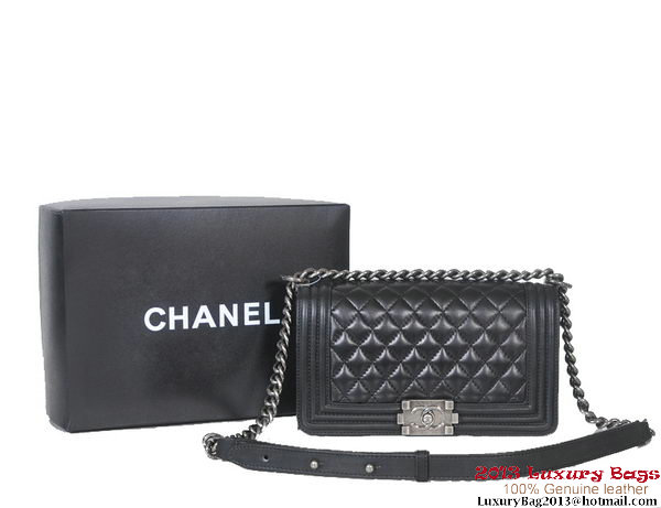2013 Boy Chanel Flap Shoulder Bag Sheepskin Leather A37003 Black 2013 Boy Chanel Flap Shoulder Bag Sheepskin Leather A37003 Black