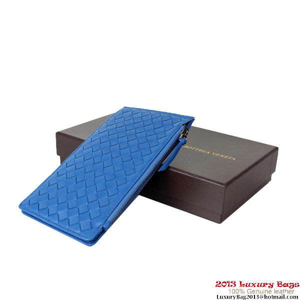 Bottega Veneta Intrecciato Light Calf Card Case BV188 Blue Bottega Veneta Intrecciato Light Calf Card Case BV188 Blue