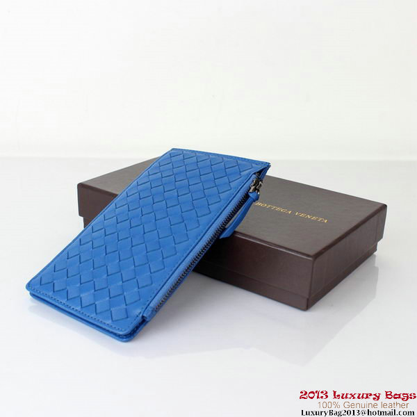 Bottega Veneta Intrecciato Light Calf Card Case BV188 Blue Bottega Veneta Intrecciato Light Calf Card Case BV188 Blue