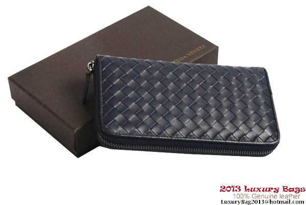 Bottega Veneta Intrecciato Nappa Zippy Wallet BV1571 Blue Bottega Veneta Intrecciato Nappa Zippy Wallet BV1571 Blue