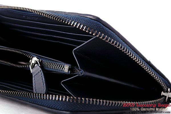 Bottega Veneta Intrecciato Nappa Zippy Wallet BV1571 Blue Bottega Veneta Intrecciato Nappa Zippy Wallet BV1571 Blue