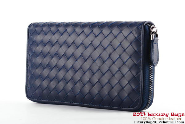 Bottega Veneta Intrecciato Nappa Zippy Wallet BV1571 Blue Bottega Veneta Intrecciato Nappa Zippy Wallet BV1571 Blue