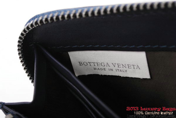 Bottega Veneta Intrecciato Nappa Zippy Wallet BV1571 Blue Bottega Veneta Intrecciato Nappa Zippy Wallet BV1571 Blue