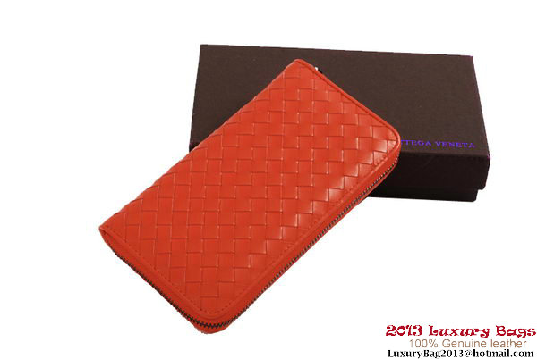 Bottega Veneta Intrecciato Nappa Zippy Wallet BV1571 Orange Bottega Veneta Intrecciato Nappa Zippy Wallet BV1571 Orange