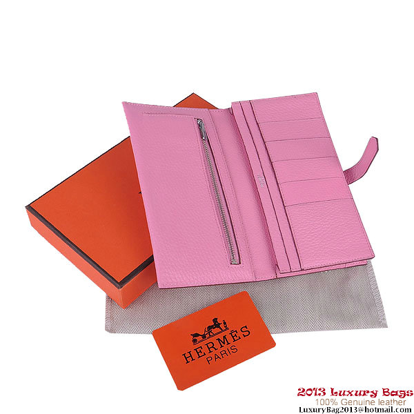Hermes Bearn Japonaise Clemence Leather Wallet H005 Pink Hermes Bearn Japonaise Clemence Leather Wallet H005 Pink