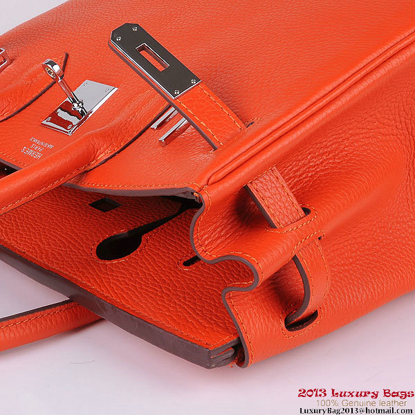 Hermes Birkin 30CM Tote Bags Orange Clemence Leather Silver Hermes Birkin 30CM Tote Bags Orange Clemence Leather Silver