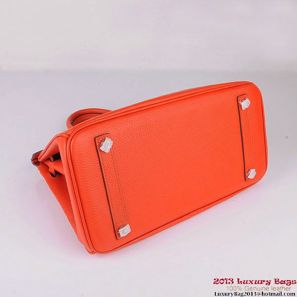 Hermes Birkin 30CM Tote Bags Orange Clemence Leather Silver Hermes Birkin 30CM Tote Bags Orange Clemence Leather Silver