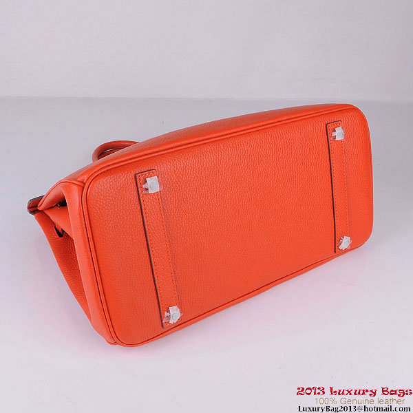 Hermes Birkin 35CM Tote Bag Orange Clemence Leather H6089 Silver Hermes Birkin 35CM Tote Bag Orange Clemence Leather H6089 Silver