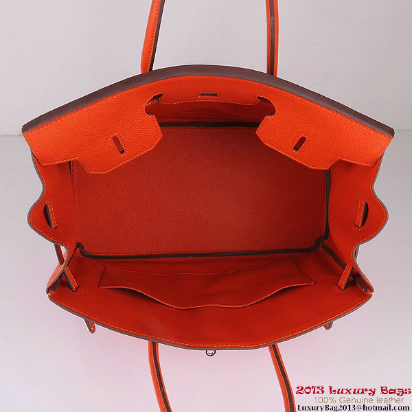 Hermes Birkin 35CM Tote Bag Orange Clemence Leather H6089 Silver Hermes Birkin 35CM Tote Bag Orange Clemence Leather H6089 Silver