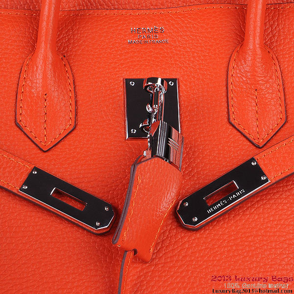 Hermes Birkin 35CM Tote Bag Orange Clemence Leather H6089 Silver Hermes Birkin 35CM Tote Bag Orange Clemence Leather H6089 Silver