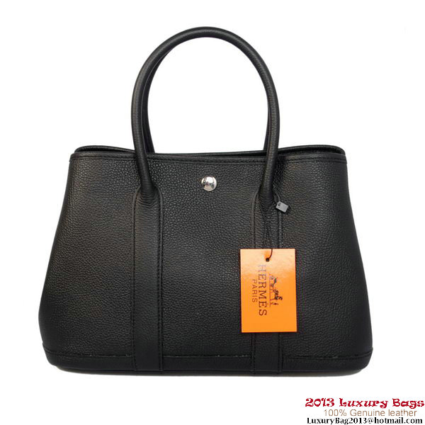 Hermes Garden Party 30CM Bag Calf Leather A1288 Black Hermes Garden Party 30CM Bag Calf Leather A1288 Black
