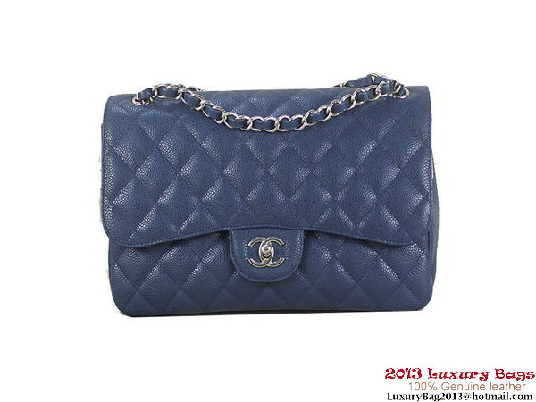 Chanel Classic Flap Bag RoyalBlue Original Cannage Patterns Leather Silver Chanel Classic Flap Bag RoyalBlue Original Cannage Patterns Leather Silver