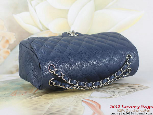 Chanel Classic Flap Bag RoyalBlue Original Cannage Patterns Leather Silver Chanel Classic Flap Bag RoyalBlue Original Cannage Patterns Leather Silver