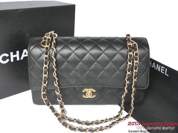 Chanel 2.55 Classic Flap Bag Black Original Caviar Leather Gold Chanel 2.55 Classic Flap Bag Black Original Caviar Leather Gold