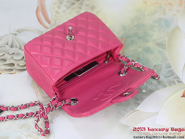 Chanel mini Classic Flap Bag Rose Sheepskin 1115 Silver Chanel mini Classic Flap Bag Rose Sheepskin 1115 Silver